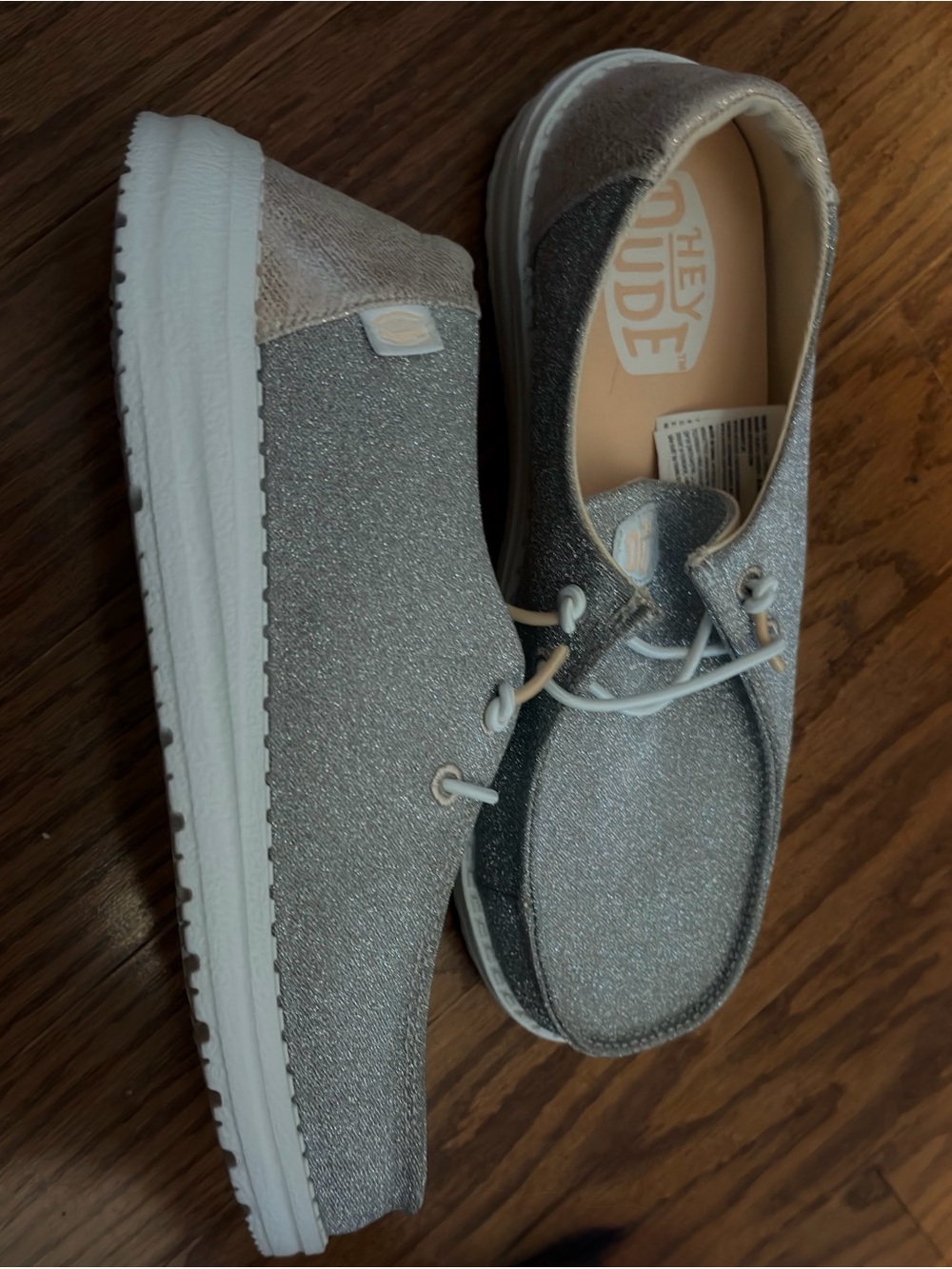Hey Dude Glitter Slip-On Loafers in Silver - Picture 5 of 6
